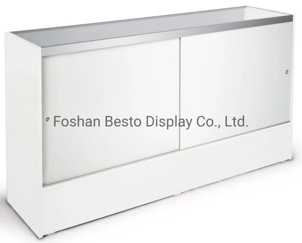 4 Feet White Display Case with Full Vision Design Made of Melamine MDF and Temper Glass for Vape Store, Smoke Shop, Cigarette Store, Electronics Store.