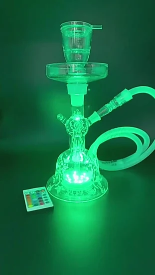 Fabbrica all'ingrosso trasparente in vetro trasparente narghilè LED set da fumo leggero tubi dell'acqua Shisha Narguile completo grande Chicha completo